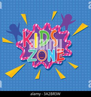Kids Zone Vector Design With great Background and multiple colour Stock Vector