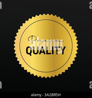 vector Premium quality label gold and black design Stock Vector