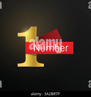 vector number one winner golden and black background Stock Vector