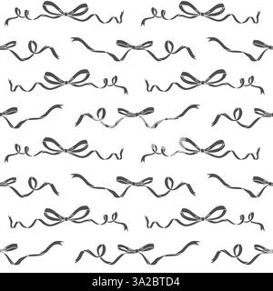 Ribbon bow seamless pattern with cute trendy knots. Vector vintage girly background for holidays and party decoration. Flirtatious hair accessories Stock Vector