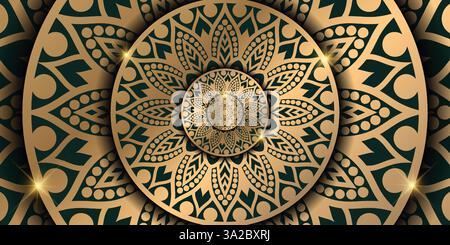 Luxurious mandala wallpaper with golden arabesque patterns, element for invitation, meditation poster, yoga, wedding, book cover, cover page, Stock Vector