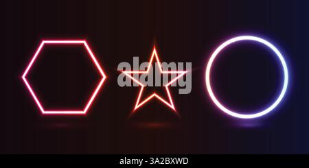 Abstract neon light effect icons for your design, easily editable icon, vector art illustration Stock Vector