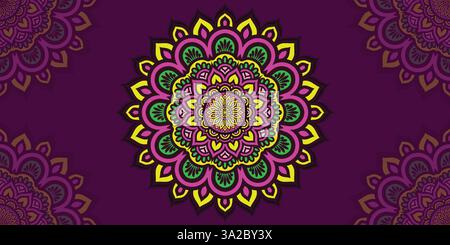 Creative colorful mandala, simple outline design perfect for relaxing coloring book, stickers, patterns, yoga, planners, calendars. Bohemian mandala Stock Vector