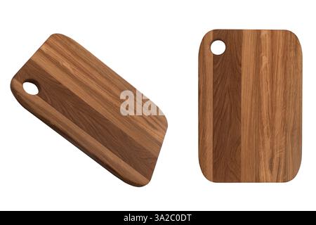 Cutting board isolated on white background.  Wooden cutting board.  Rustic kitchen wooden board isolated Stock Photo