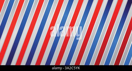 Elegant barber background with red and blue stripes - vector illustration Stock Vector