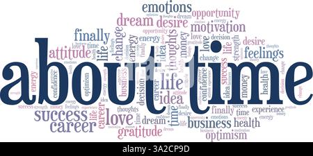 About Time vector illustration word cloud isolated on a white background. Stock Vector