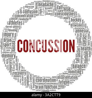 Concussion vector illustration word cloud isolated on a white background. Stock Vector