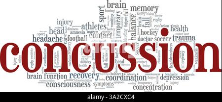 Concussion vector illustration word cloud isolated on a white background. Stock Vector