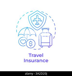 Travel insurance blue gradient concept icon Stock Vector