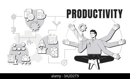 Productivity banner conceptual illustration Stock Vector