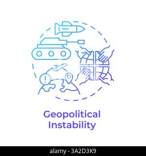 Geopolitical instability blue gradient concept icon Stock Vector