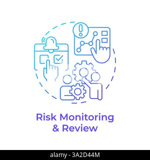 Risk monitoring and review blue gradient concept icon Stock Vector