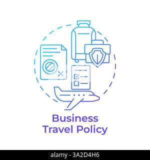Business travel policy blue gradient concept icon Stock Vector