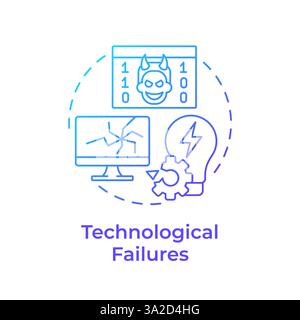 Technological failures blue gradient concept icon Stock Vector