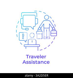 Traveler assistance blue gradient concept icon Stock Vector
