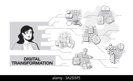 Digital transformation banner conceptual illustration Stock Vector