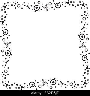 Vector illustration made with circles and dots creating a square border Stock Vector