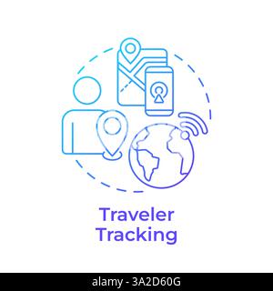 Traveler tracking blue gradient concept icon Stock Vector