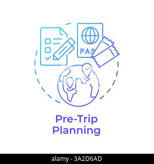 Pre trip planning blue gradient concept icon Stock Vector
