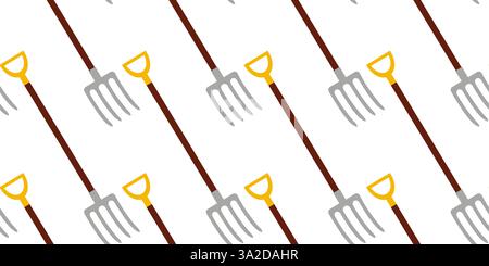 Garden tools arranged in a repeating pattern on a clean white background Stock Vector