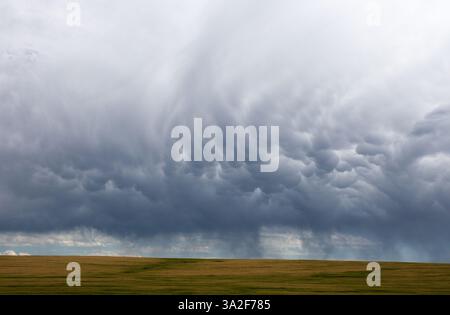 Mammatus clouds and virga, southern Montana, USA. Stock Photo