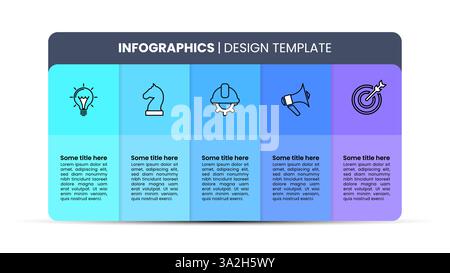 Infographic template with icons and 5 options or steps. Can be used for workflow layout, diagram, banner, webdesign. Vector illustration Stock Vector