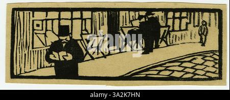'Les Cartons d'estampes' showcases a collection of print designs by Vallotton. The image reflects his skill in creating detailed, intricate compositions intended for reproduction, focusing on line work and texture. Stock Photo