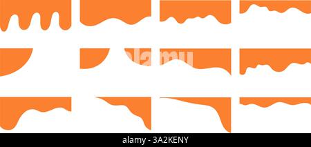 Creative orange drip and wave-style header designs in various shapes, perfect for banners, websites, and promotional layouts. Stock Vector