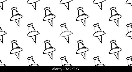 A seamless pattern featuring hand-drawn doodle-style push pins arranged on a white background. Perfect for stationery designs, creative projects, or o Stock Vector