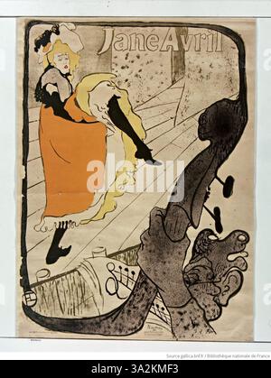 Vintage LAUTREC Jane Avril Can Can Poster Henri de Toulouse