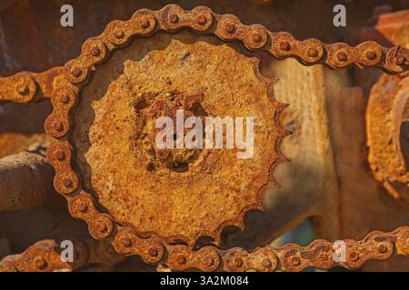 Rusted metallic cog-wheel mehanism Stock Photo