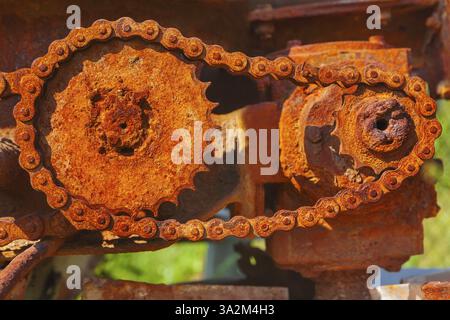 Rusted metallic cog-wheels mehanism Stock Photo