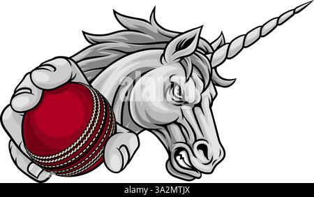 Unicorn Horse Cricket Sports Team Mascot Stock Vector