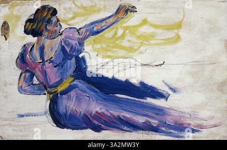 This study shows a woman from the 'In the Time of Harmony' series, demonstrating Signac's distinctive pointillist technique. The composition emphasizes the subject's presence in a harmonious, colorful environment. Stock Photo