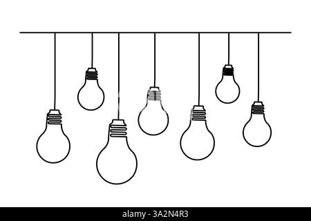 Light bulb continuous one line drawing of isolated outline vector illustration Stock Vector