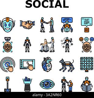 social robotics ai interaction icons set vector Stock Vector Image ...