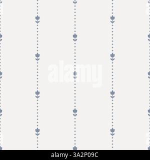 Minimalist Line Seamless pattern Background striped Paper for home decor and fabric with floral tulip decor. Linen simple cottagecore texture. Stock Vector