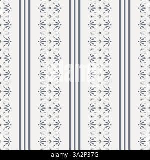 Line Seamless floral pattern ticking Background striped Paper for home decor and fabric. Linen border rustic cottagecore style texture. Stock Vector