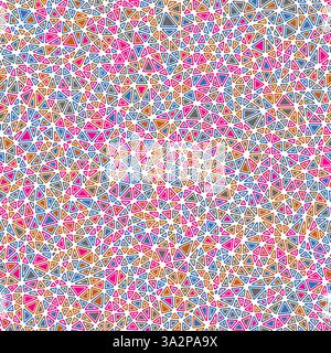 Minimalistic triangles background. Rounded solid shapes in frames. Small triangles size. Multicolored style. Repeatable pattern. Modern vector tiles. Stock Vector