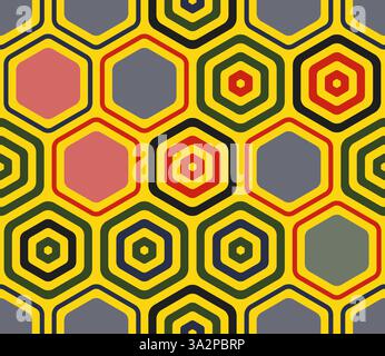 Honeycomb hexagon cells background. Geometric elements of varied style and color. Large hexagons. Tileable pattern. Seamless background. Stock Vector