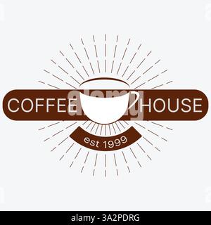 Retro Logo Design with Coffee Cup. Stock Vector