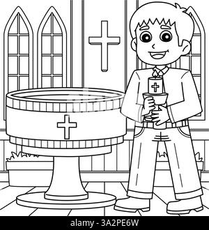 Baptism Baptismal Font Coloring Page Illustration Stock Vector Image ...