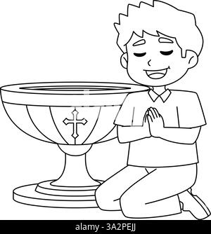 Baptism Boy Praying Coloring Page for Kids Stock Vector Image & Art - Alamy