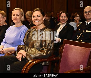 Stockholm, Sweden. 13th Mar, 2025. Crown Princess Victoria attends when the Estonian School in Stockholm, founded on March 15, 1945, celebrates its 80th anniversary with a school concert at the Stockholm Concert Hall in Stockholm, Sweden on march 13, 2025.Photo: Jonas Ekströmer/TT/Code 10030 Credit: TT News Agency/Alamy Live News Stock Photo
