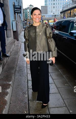 Stockholm, Sweden. 13th Mar, 2025. Crown Princess Victoria arrives as the Estonian School in Stockholm, founded on March 15, 1945, celebrates its 80th anniversary with a school concert at the Stockholm Concert Hall in Stockholm, Sweden on march 13, 2025.Photo: Jonas Ekströmer/TT/Code 10030 Credit: TT News Agency/Alamy Live News Stock Photo