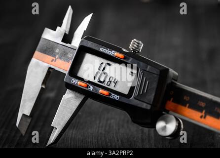 electronic Vernier caliper, close up view Stock Photo