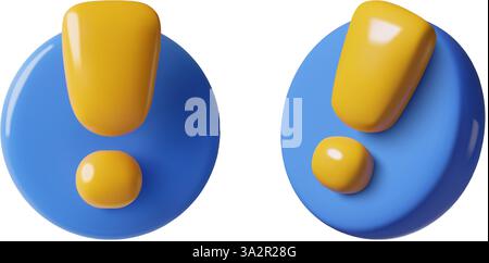 3d realistic exclamation mark icons three dimensional warning attention vector signs set Stock Vector