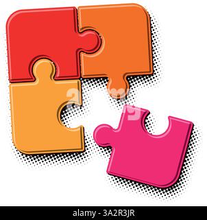Puzzle pieces set, metaphor for teamwork, recruiting staff for the team. Vector puzzle jigsaw for text lettering on transparent background. Stock Vector