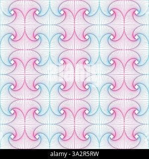 Geometric curved lines pink blue pattern Stock Vector