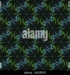 Geometric triangle curved lines blue green pattern Stock Vector